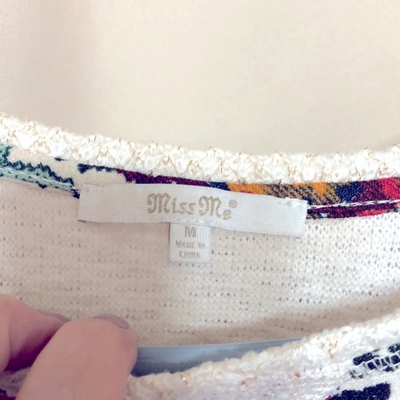 Miss Me‎ Floral Long Sleeve Sparkle Lightweight Top Women’s Sz Medium - Picture 6 of 10